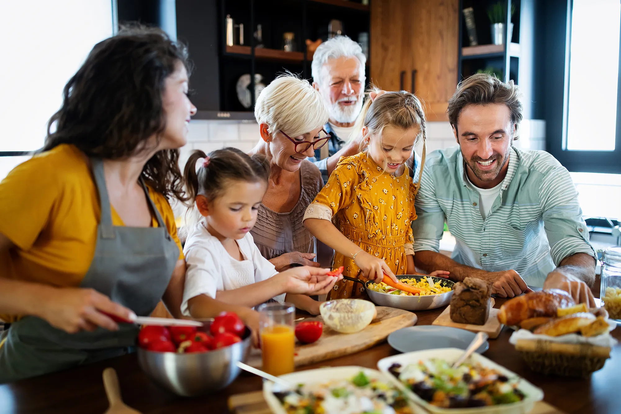 Family dining together